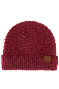 C.C SOLID BOUCLE YARN BEANIE WITH CUFF-HAT-7006