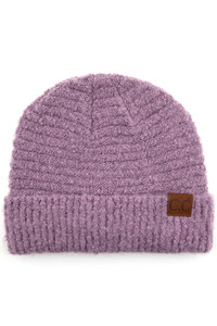 C.C SOLID BOUCLE YARN BEANIE WITH CUFF-HAT-7006