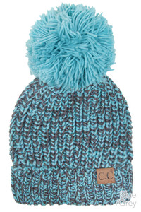 C.C CHUNKY MULTICOLOR BEANIE WITH POM-HAT-123A