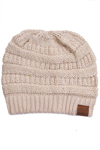 C.C SEQUIN KNITTED SOFT BEANIE-HAT-730