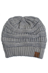 C.C SEQUIN KNITTED SOFT BEANIE-HAT-730