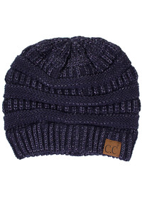 C.C RIBBED SOLID COLOR BEANIE-HAT-20A METALLIC