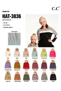 C.C BOBBLE BEANIE-HAT-3836