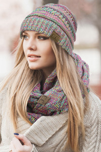 C.C FOUR TONE THREAD MIX BEANIE-YJ-816