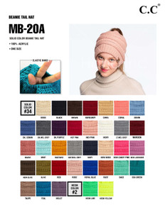 C.C Ponytail Classic Solid Beanie