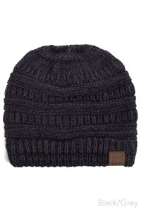 Mix Color Knitted Ponytail Beanie