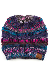 C.C MULTICOLOR CABLE KNIT BEANIE-HAT-705