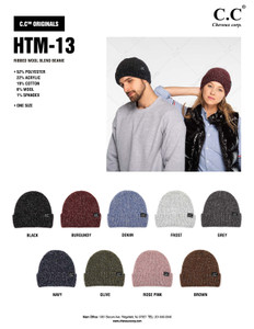 C.C RIBBED WOOL BLEND BEANIE-HTM-13