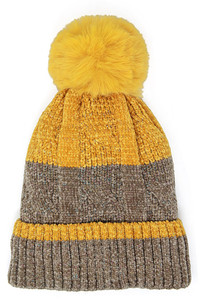 COLORFUL LUREX STRIPED KNITTED BEANIE-LOH170