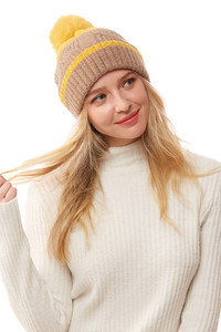 COLORFUL LUREX STRIPED KNITTED BEANIE-LOH170