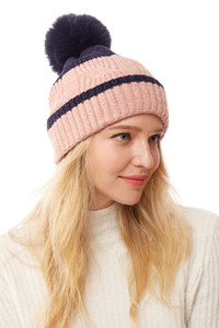 COLORFUL LUREX STRIPED KNITTED BEANIE-LOH170