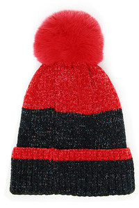 COLORFUL LUREX STRIPED KNITTED BEANIE-LOH170