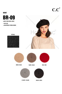 C.C LUREX YARN WOOL BERET-BR-09