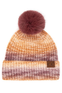 C.C MULTICOLOR OMBRE BEANIE WITH POM-HAT-2077