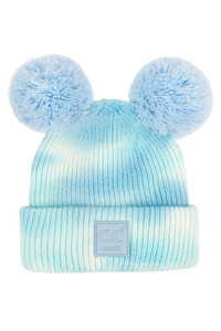 C.C TIE DYE BABY BEANIE WITH RUBBER PATCH-BABY-7380-POMPOM