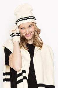 Striped Knit Super Soft Cuff Beanie-BCB120039