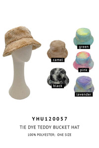 Tie Dye Teddy Bucket Hat 100% polyester-YHU120057