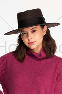 C.C Heather Telescope Crown Vegan Felt Hat with Wide Band Trim-WF-9