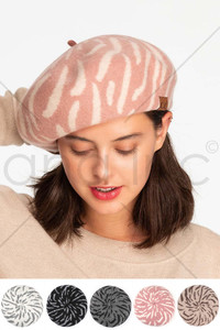 C.C Zebra Wool Beret Beanie-BR-10