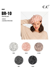 C.C Zebra Wool Beret Beanie-BR-10
