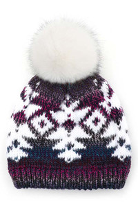 C.C MULTI YARN AZTEC PRINT BEANIE-HAT-2093