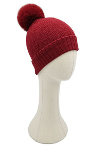 Solid Color Knit Beanie with Pom-WCB120102