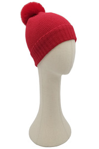 Solid Color Knit Beanie with Pom-WCB120102