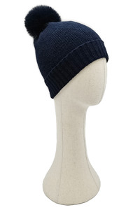 Solid Color Knit Beanie with Pom-WCB120102