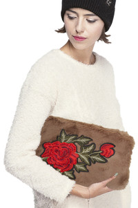 C.C ROSE PATCH CLUTCH SHOULDER BAG-BG-813