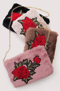 C.C ROSE PATCH CLUTCH SHOULDER BAG-BG-813