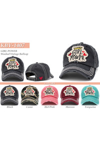 GIRL POWER WASHED VINTAGE CAP-KBV-1407