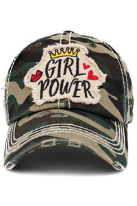 GIRL POWER WASHED VINTAGE CAP-KBV-1407