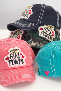 GIRL POWER WASHED VINTAGE CAP-KBV-1407
