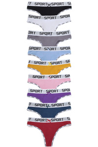 SPORT LETTERING THONG PANTIES-B2133 (12pc)