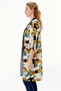 TROPICAL PRINT HALF SLEEVE KIMONO-LOF1280