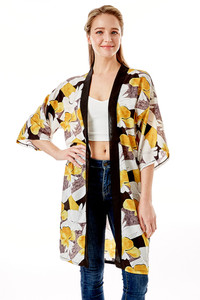 TROPICAL PRINT HALF SLEEVE KIMONO-LOF1280