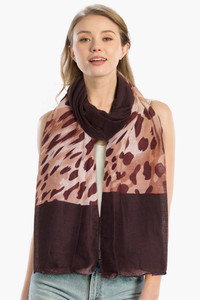 LEOPARD PATTERN WITH SOLID COLOR OBLONG SCARF-LOF039