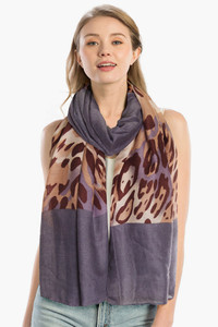 LEOPARD PATTERN WITH SOLID COLOR OBLONG SCARF-LOF039