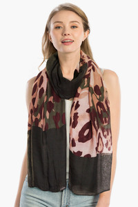 LEOPARD PATTERN WITH SOLID COLOR OBLONG SCARF-LOF039