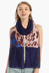 LEOPARD PATTERN WITH SOLID COLOR OBLONG SCARF-LOF039