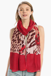 LEOPARD PATTERN WITH SOLID COLOR OBLONG SCARF-LOF039