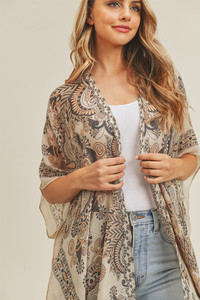 BOHEMIAN PATTERN PRINT KIMONO-MS0214