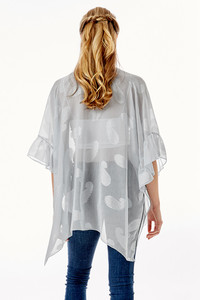 PAISLEY SHEER COVER UP WITH RUFFLE SLEEVE-LOF1261