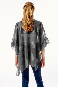 PAISLEY SHEER COVER UP WITH RUFFLE SLEEVE-LOF1261