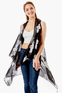 LILY FLORAL CHIFFON VEST COVER UP-LOF1264
