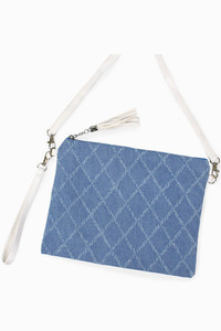 DENIM CROSSBODY BAG WITH WRISTLET-EBG10249-L
