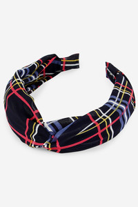 PLAID PATTERN TWISTED HEADBAND-EHD10116