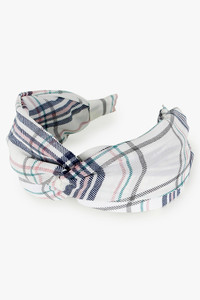 PLAID PATTERN TWISTED HEADBAND-EHD10116