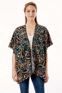 MEDIEVAL FLORAL TILES PRINT KIMONO-LOF1278