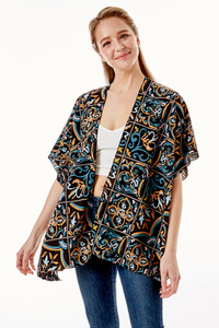 MEDIEVAL FLORAL TILES PRINT KIMONO-LOF1278